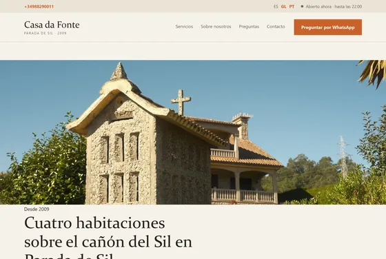 Portada de la web de Casa da Fonte